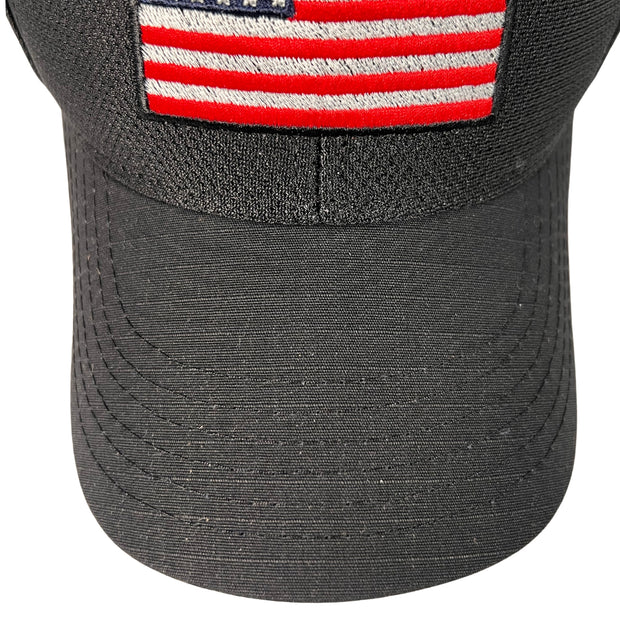American Flag Mesh On Mesh Black Trucker Hat