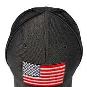 American Flag Mesh-on-Mesh Black Trucker Hat - Top