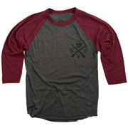 Men's Old Glory Baseball Raglan T Shirt (Heather Black / Truffle)