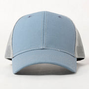 USA Made Blank Trucker Hat Sky Blue on Silver