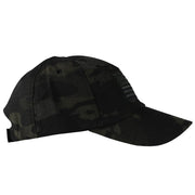 American Flag Full Fabric Black Multicam Camouflage Range Hat - Side