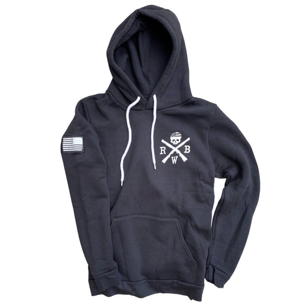 Men's American Flag Patch Pullover Black Hooded Sweatshirt