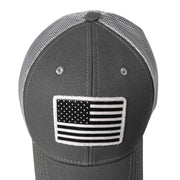 American Flag Patch Made In USA Charcoal Trucker Hat