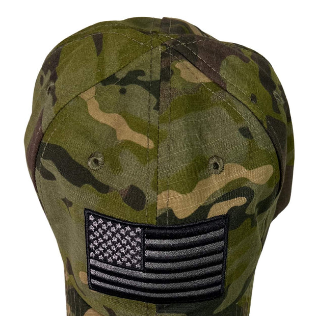 American Flag Full Fabric Tropic Multicam Camo Range Hat - Top