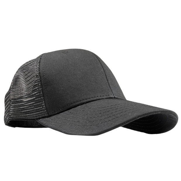 USA Made Blank Trucker Hat Blacked Out