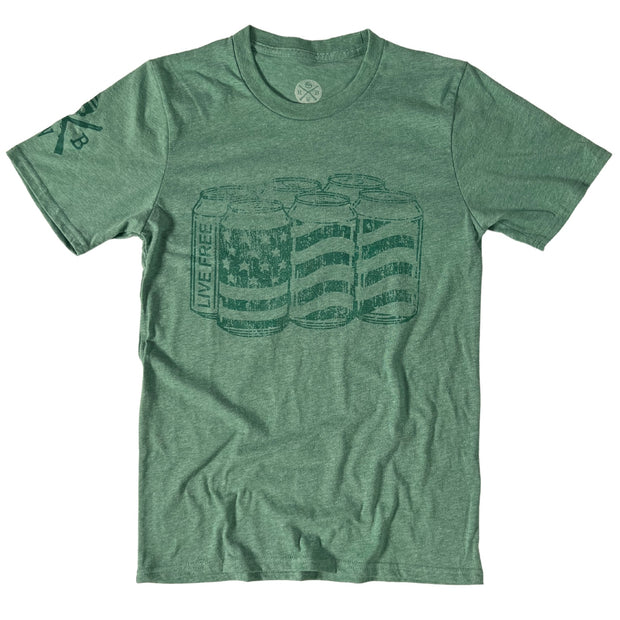 Men's American Flag Six Pack T Shirt Kelly Green