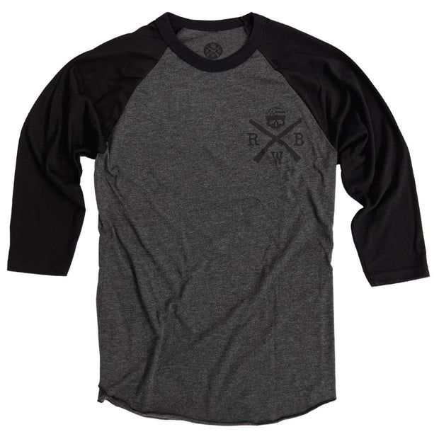 Men's Old Glory Baseball Raglan T Shirt (Heather Black / Black)