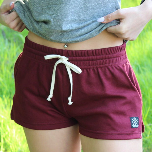 Women's American Made Casual Every Day Shorts (Maroon)