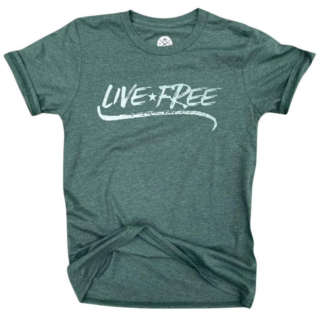Women's Live Free Patriotic T-Shirt Forest