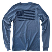 Men's American Flag Patriotic Long Sleeve T Shirt (Night Blue)