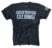 Men's Conquer And Stay Humble Tri-Blend T-Shirt (Heather Black)