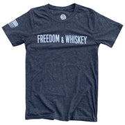 Men's Freedom & Whiskey Patriotic American T-Shirt - Gray
