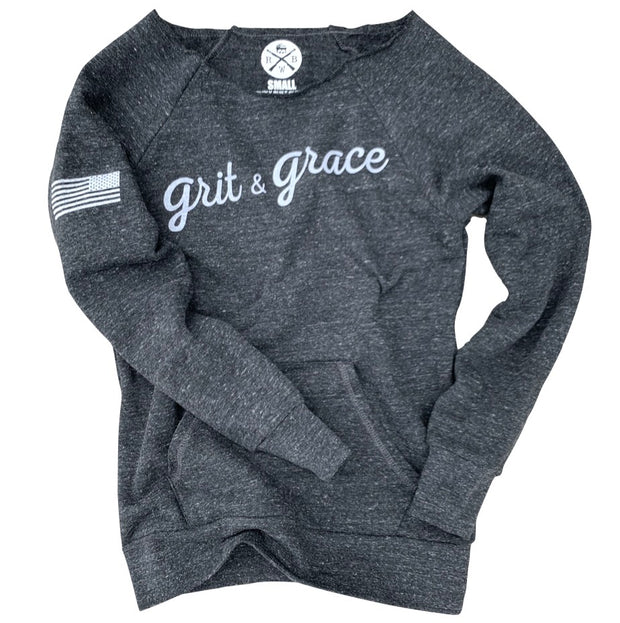 Women's Grit & Grace Ultra Soft Off The Shoulder Sweatshirt (Charcoal)