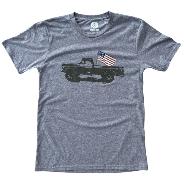 Men's American Flag Pickup Truck Patrotic T Shirt
