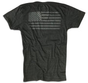 Men's Blacked Out Old Glory American Flag Tri-blend T Shirt (Heather Black)