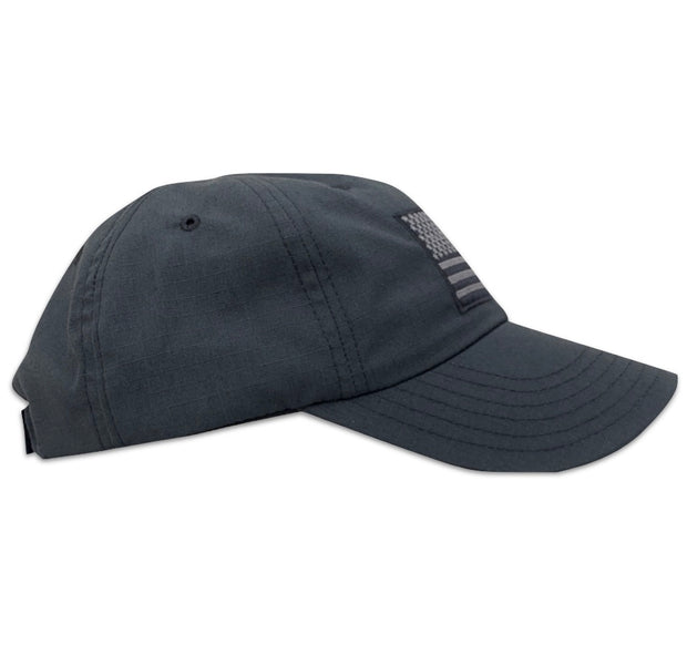 American Flag Blacked Out Full Fabric Ripstop Range Hat - Side View