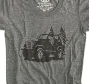 Women's Classic American Flag Jeep T-Shirt