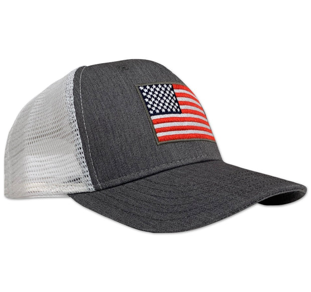 American Flag Snap Back Heather Gray - Trucker Hat