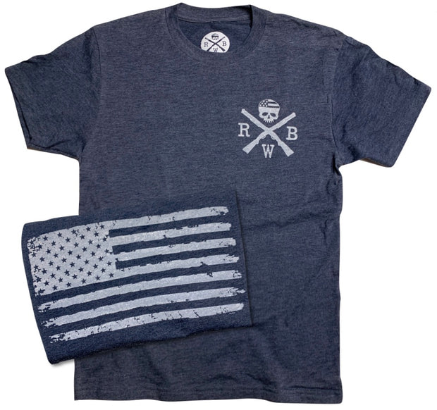 Men's Old Glory American Flag Tri-blend T Shirt (Heather Navy)
