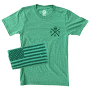 Men's Old Glory American Flag T Shirt (Green)