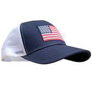 Red White Blue American Flag Patriotic Made In USA Trucker Hat