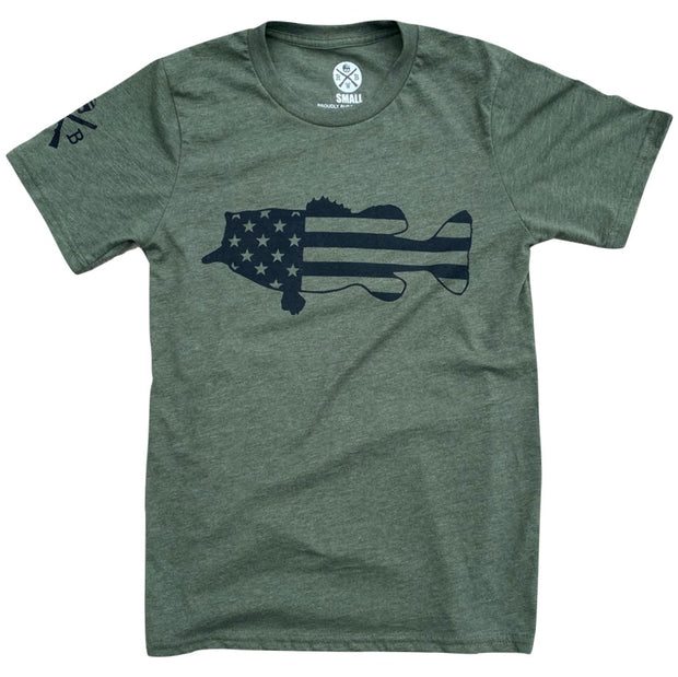 Men's American Flag Bass Fishing Patriotic Angler T-Shirt
