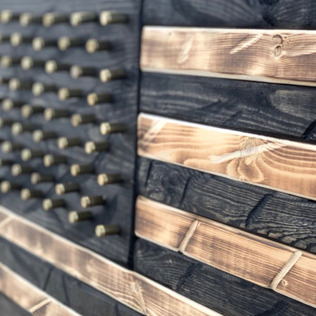Hand Crafted Southern Pine Subdued American Flag W/ Brass Stars