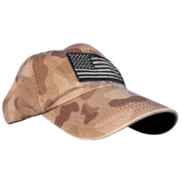 American Flag Desert Multicam Camo Range Hat Made In USA