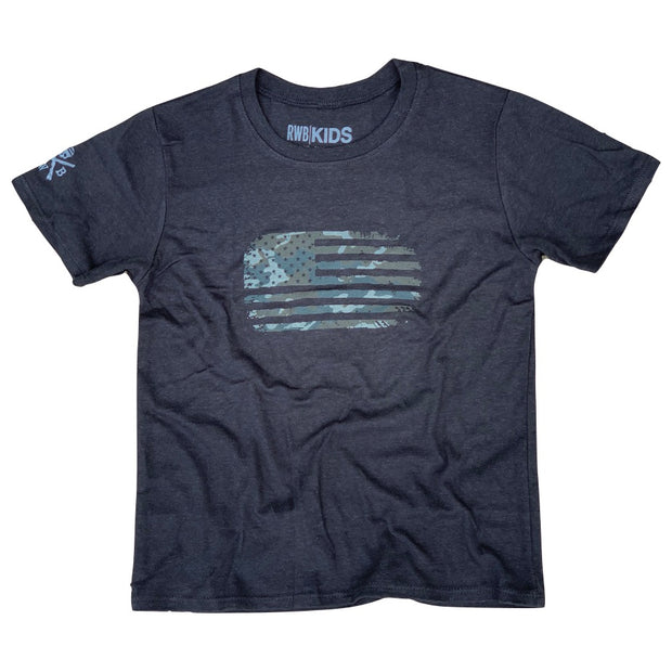 RWB KIDS Camo American Flag T Shirt