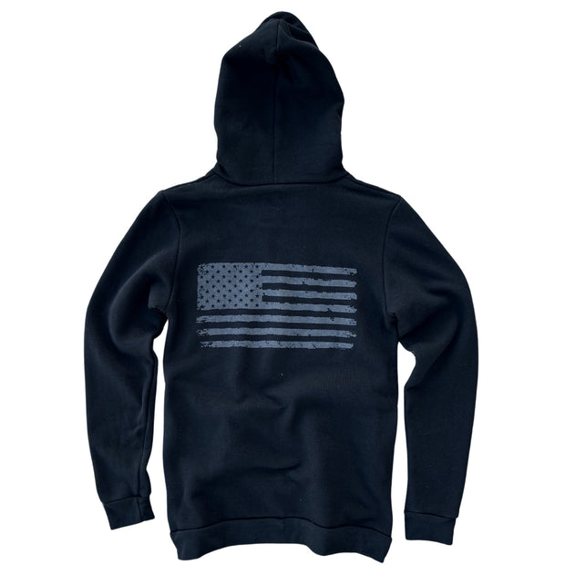 Men's Blacked Out American Flag Patriotic Hooded Sweatshirt