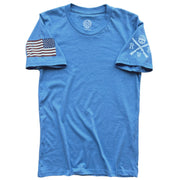 Men's American Flag Assaulting Forward Patriotic T Shirt (Light Blue)