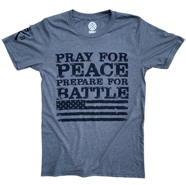 Men's Pray For Peace Prepare For Battle Patriotic T Shirt