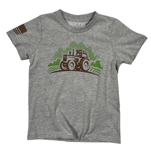 Toddler Tractor T-Shirt Gray Made USA