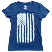 Women's Vertical American Flag Navy T-Shirt