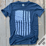 Women's Vertical American Flag Navy T-Shirt