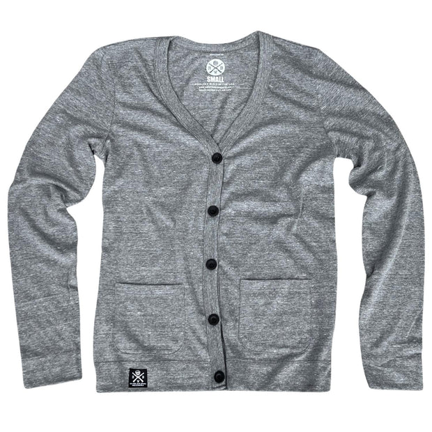 Women's Sweatshirt Cardigan Made In USA (Gray)