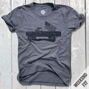 Women's Classic Bowtie American Truck Patriotic T-Shirt (Heather Ash)