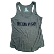 Women's Freedom & Whiskey Patriotic Tank Top (Army Green)